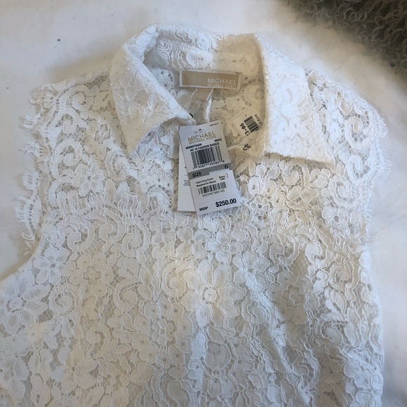 Michael Kors White Lacey Dress - Tie-Neck - Picture 2 of 5